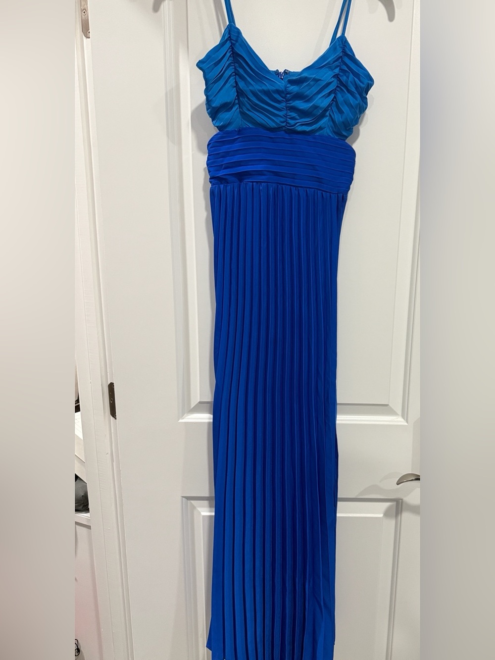 Blue Pleated Strapless Evening Dress - Brand
